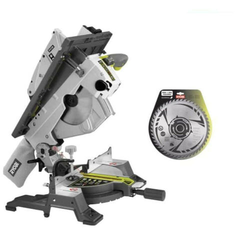 Pack RYOBI scie sur table et onglet électrique 1800W 254mm RTMS1800-G - lame carbure pour scies à coupe d'onglet 254mm SB254T48A1