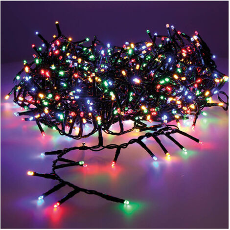 Guirlande led compacte clignotante exterieur multicolore 750 leds cable vert 21m (1/3)