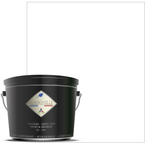 Peinture acrylique lessivable velours BARBOUILLE - Pour murs et plafonds - 2,5L - Blanc Titan