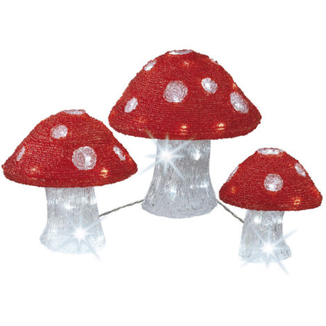 Pack De 3 Figurines Champignon Acrylique Exterieur 25cm/20cm/18cm (1/3)