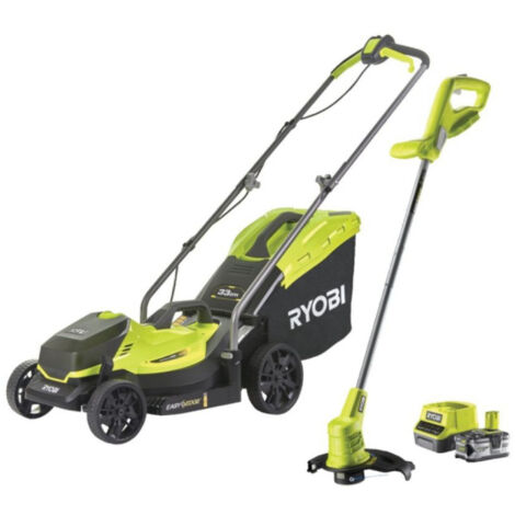 Tondeuse poussée RYOBI 18V One+ RLM18X33B40 - Batterie 4.0Ah - Chargeur - Coupe-bordures OFFERT