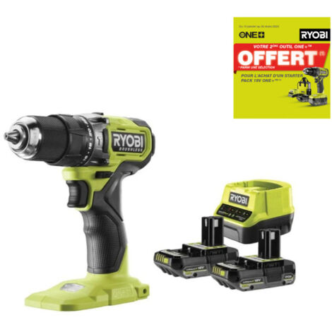 Perceuse à percussion Brushless 18V RYOBI - 54 Nm - 2 Batteries 2,0Ah - Chargeur - RPD18BL1-2C20S (1/5)