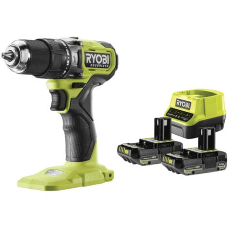 Ryobi – Perceuse à percussion Brushless 18V – Couple 54 Nm – 2 batteries 2,0Ah – Mandrin 13 mm – Éclairage LED – Pour bois et métal