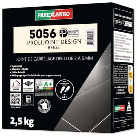 Parexlanko – Joint pour carrelage beige 2,5 kg – Hydrofuge pour pièces humides – Joints fins 2 à 6 mm – Application facile sur murs et sols - L5056BEIGE2