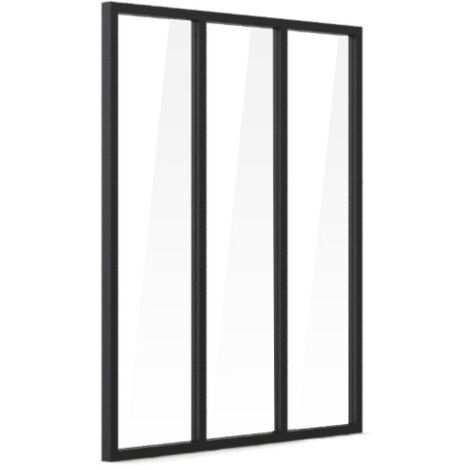 Verrière d'intérieur en aluminium - 3 vitrages - Noir - 105 x 123 cm