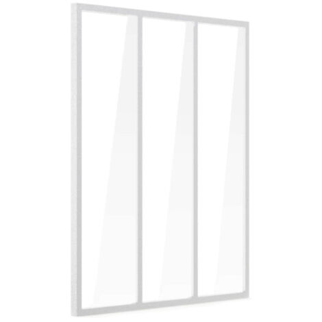 Verrière d'intérieur en aluminium – 3 vitrages – Blanc RAL 9016 FT – 105 x 123 cm – Verre trempé 4 mm – Installation rapide – Espace Bricolage (1/4)