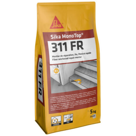 Sika – Mortier de réparation rapide gris 5kg – Fibré pour béton armé – Prise rapide en 1h30 – Épaisseur jusqu'à 40mm