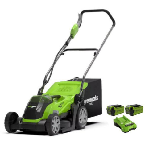 Tondeuse à batterie 35cm 40V – Avec 2 batteries 2.0Ah – Largeur de coupe 35cm – Autonomie jusqu'à 51 minutes – Conception ergonomique – Greenworks - G40LM35K2X (1/5)