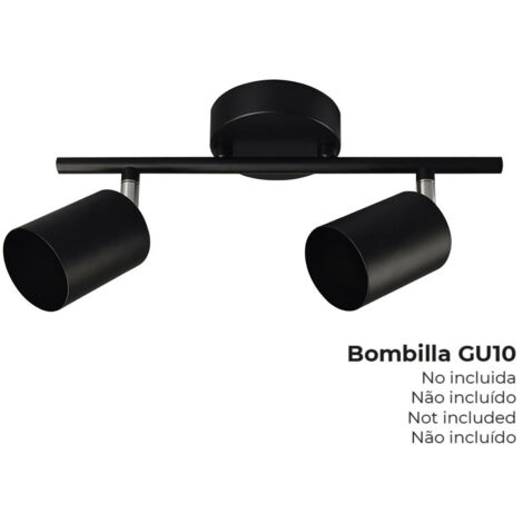 Spot à 2 projecteurs EDM - 50W - GU10 - Noir - Ampoule non incluse (1/3)