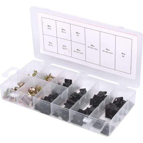 Ks Tools – Assortiment de vis et écrous cage 170 pcs – Vis métal à tête fraisée PHILLIPS® – Écrous cage simples et à encoche – Pour filetage M3 à M6