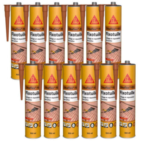 Sika – Lot de 12 mastics colle souple – Pour fixation tuiles terre cuite – 300ml – Polymérisation rapide – Adhère sur supports variés
