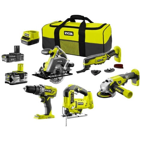 Pack RYOBI complet 5 outils - 2 batteries 2.0Ah et 4.0Ah - 1