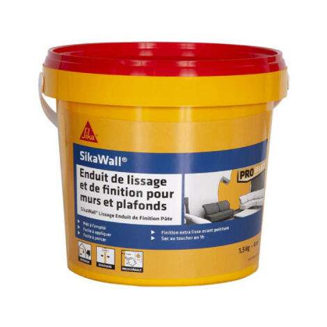 Sika – Enduit de lissage pâte 1,5kg – Pour surfaces en béton et crépis – Épaisseur jusqu'à 2 mm – Prêt à l'emploi, facile à poncer