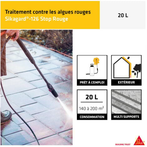 Traitement algicide et fongicide SIKA - Sikagard-126 Stop Rouge - 20L