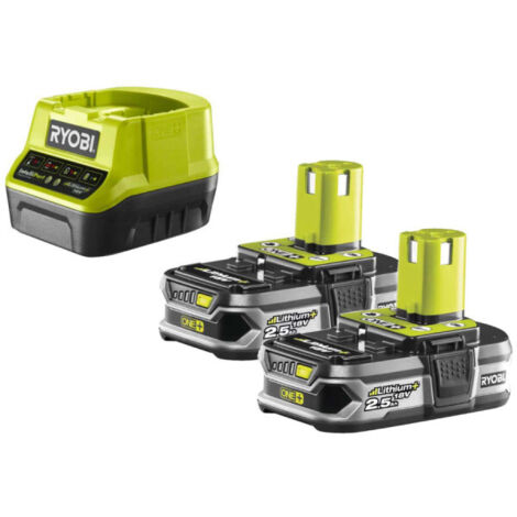 Lot de 2 batteries RYOBI 18V Lithium-ion One+ 2,5 Ah - 1 chargeur rapide (1/2)