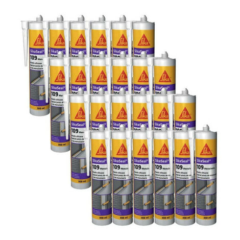 main image of "Lot de 24 mastic silicone SIKA SikaSeal 109 Menuiserie - Blanc PVC - 300ml - Blanc"