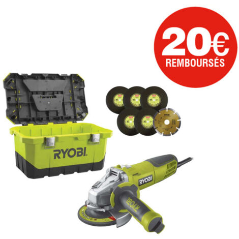 Meuleuse d'angle RYOBI - RAG1010-125TA6 - 1010W - 125mm - 1 coffret de rangement (1/5)