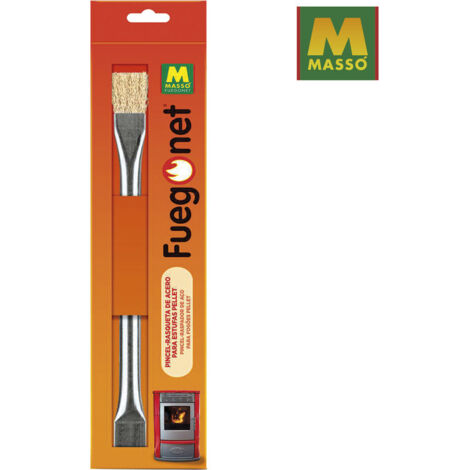 Brosse et grattoir en acier pour brûleur de poêle à granulés – Élimine les impuretés tenaces – Nettoyage durable et efficace – Masso Garden (1/3)