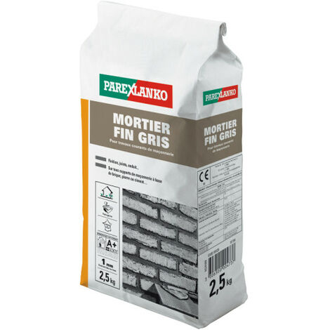 Parexlanko – Mortier fin gris 2.5kg – Pour maçonnerie, scellement et joints – Granulométrie 1.2mm – 2871