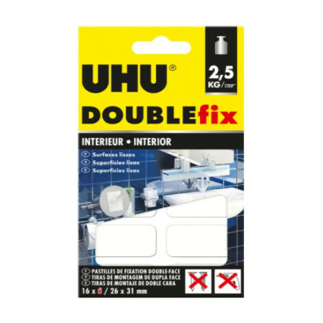 Pastilles adhésives UHU Doublefix Extra Fort Intérieur - 16 pastilles - 36450