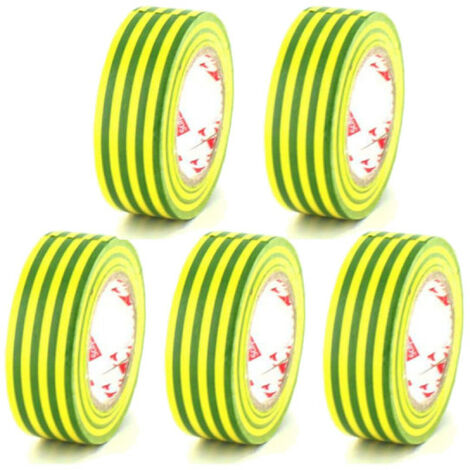 Lot de 5 rubans adhésifs électriques SCAPA - PVC - Jaune et vert - 15mm - 2702JV-15 (1/2)