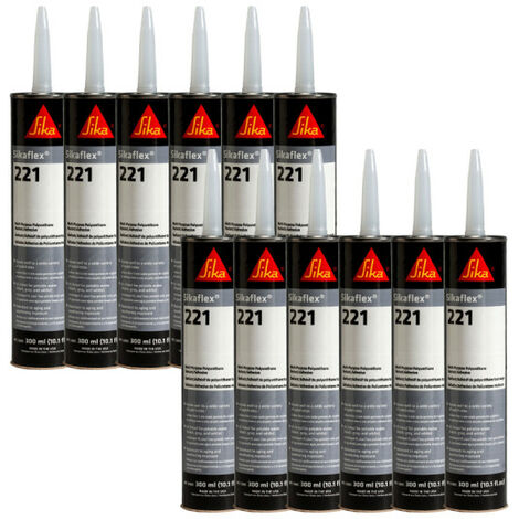 Lot de 12 colles mastic multi-usages SIKA Sikaflex 221 - Noir - 300ml (1/3)