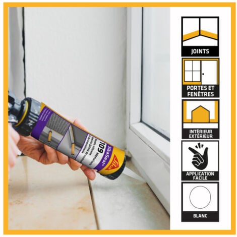Lot de 12 mastic silicone SIKA SikaSeal 109 Menuiserie - Blanc PVC - 300ml