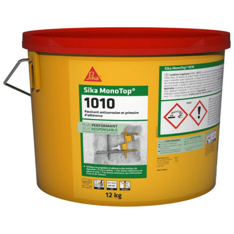 Mortier prêt à gâcher SikaMonoTop 1010 – 12 kg – Excellente adhérence sur béton et acier – Résistance à l'eau et aux chlorures