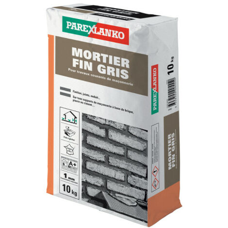 Parexlanko – Mortier fin gris 10kg – Pour maçonnerie et joints – Granulométrie 1,2mm – Séchage 28 jours – 2959