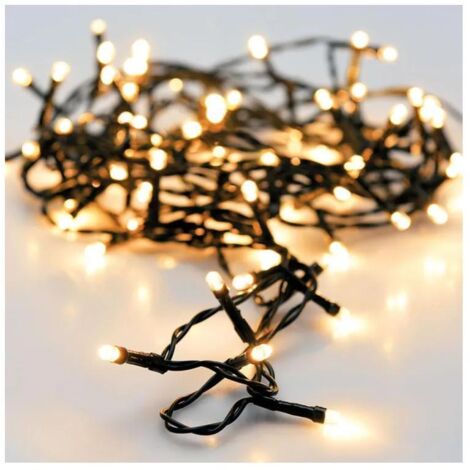 Guirlande Multifonction à Piles 96 LEDs Câble Noir Lumière Blanc Chaud 7,5m (1/4)