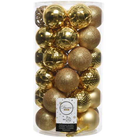 Boules de sapin edm lot 37 doré 6 cm