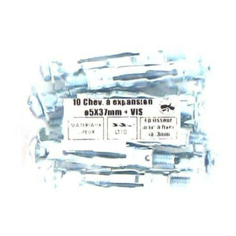 Pack de 10 Chevilles à expansion M5 BATIFIX diamètre 5 x 37mm + Vis (1/2)