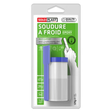 Réparateur universel soudure à froid époxy 125g – Pour métal, bois, fonte, pierre – Résistance jusqu'à 180°C – Kit complet avec spatule – Soloplast