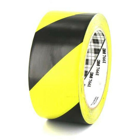 Lot de 5 rubans adhésifs vinyle 3M - Jaune et noir - 50mm - 766-50