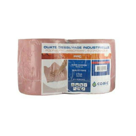 Bobine chamois 2 rouleaux – Ouate chamois traitée WS – Absorbante et économique – Dimensions 22 x 26 cm – Cobic
