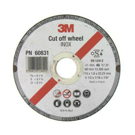 Disque 3M à tronçonner Inox diamètre 115 x 1,6 mm épaisseur x10 (1/2)