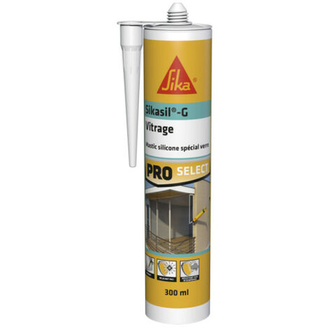 Lot de 6 mastics élastiques silicone - SIKA Sikasil G - Transparent - 300ml