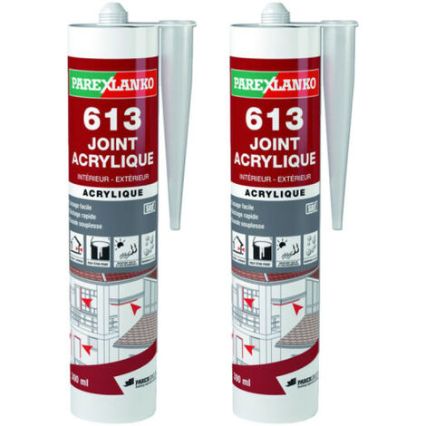 Lot de 2 Mastics acryliques PAREXLANKO 613 Joint acrylique - Gris - 300ml (1/2)