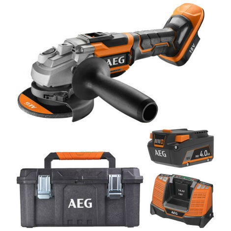 Pack AEG 18V - Meuleuse Brushless 125 mm - Batterie 4.0 Ah - Chargeur - Caisse de rangement (1/5)