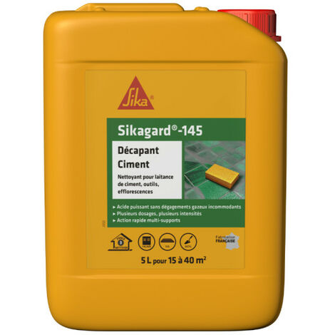 Sika – Décapant ciment acide 5L – Nettoyage dépôts ciment frais et durci – Pour carrelage, céramique, acier, plastique – Action rapide et efficace - Sikagard-145