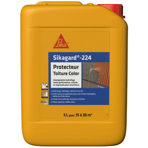 Sika – Protecteur toiture hydrofuge gris ardoise 5L – Résistant aux UV – Pour tuiles en béton et fibre-ciment – Application facile - Sikagard-224 (1/5)