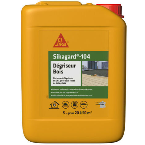 Sika – Dégriseur bois gel 5L – Nettoyant acide pour bois dur et exotique – Application facile sur bardages et terrasses - Sikagard-104