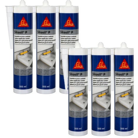 Lot de 3 mastics silicones anti-moisissure SIKA Sikaseal 108 Sanitaire - Gris  clair - 300ml - Espace Bricolage