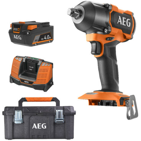 Pack AEG 18V - Boulonneuse à chocs Brushless 700 Nm - Batterie 4.0 Ah - Chargeur - Caisse de rangement (1/5)