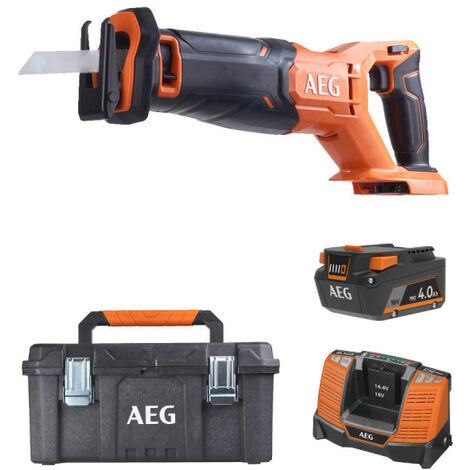 Pack AEG 18V - Scie sabre 28 mm - Batterie 4.0 Ah - Chargeur - Caisse de rangement (1/5)