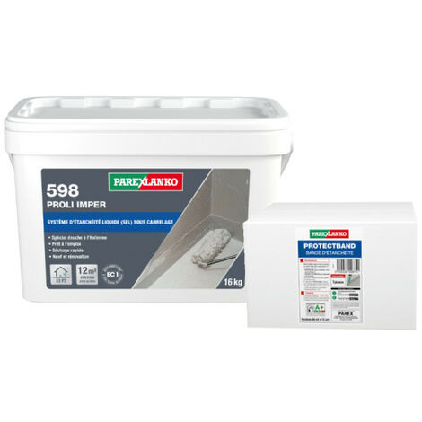 Pack PAREXLANKO - Système d'étanchéité liquide 598 Proli Imper- 16kg - Bande d'étanchéité Protectband - 50M (1/5)