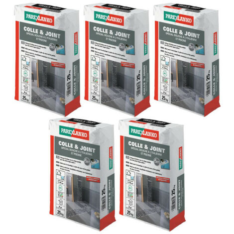 Lot de 5 colle-joints spécial douche à l'italienne et piscine PAREXLANKO - Blanc - 125kg (1/5)