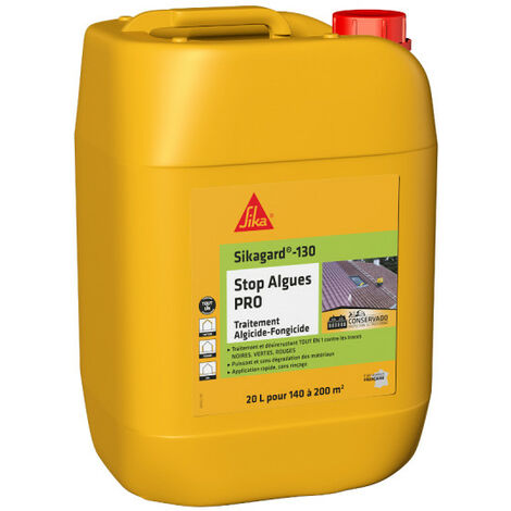 Sika – Traitement algicide et fongicide pour toiture et façade – 20L – Élimine algues et lichens – Application facile sans rinçage - Sikagard-130
