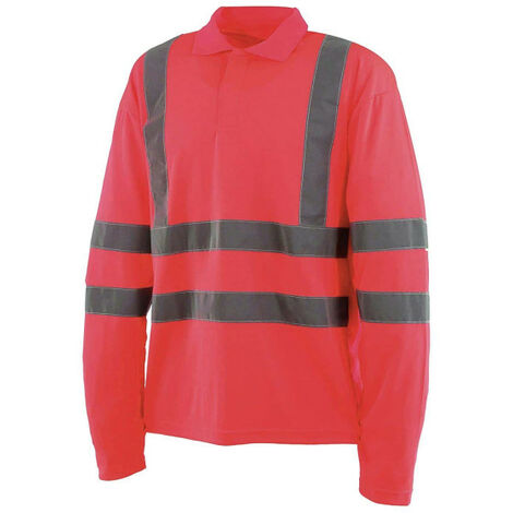 Polo haute visibilité - Manches longues - Rouge fluo - L (1/2)