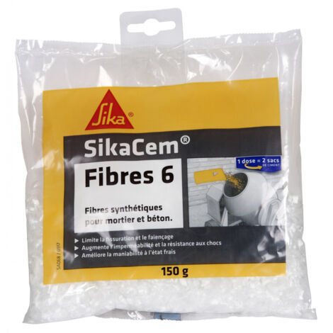 Sika – Fibres micro-synthétiques pour béton – Améliore la résistance aux chocs – Réduit les fissures précoces – Sachet de 150 g